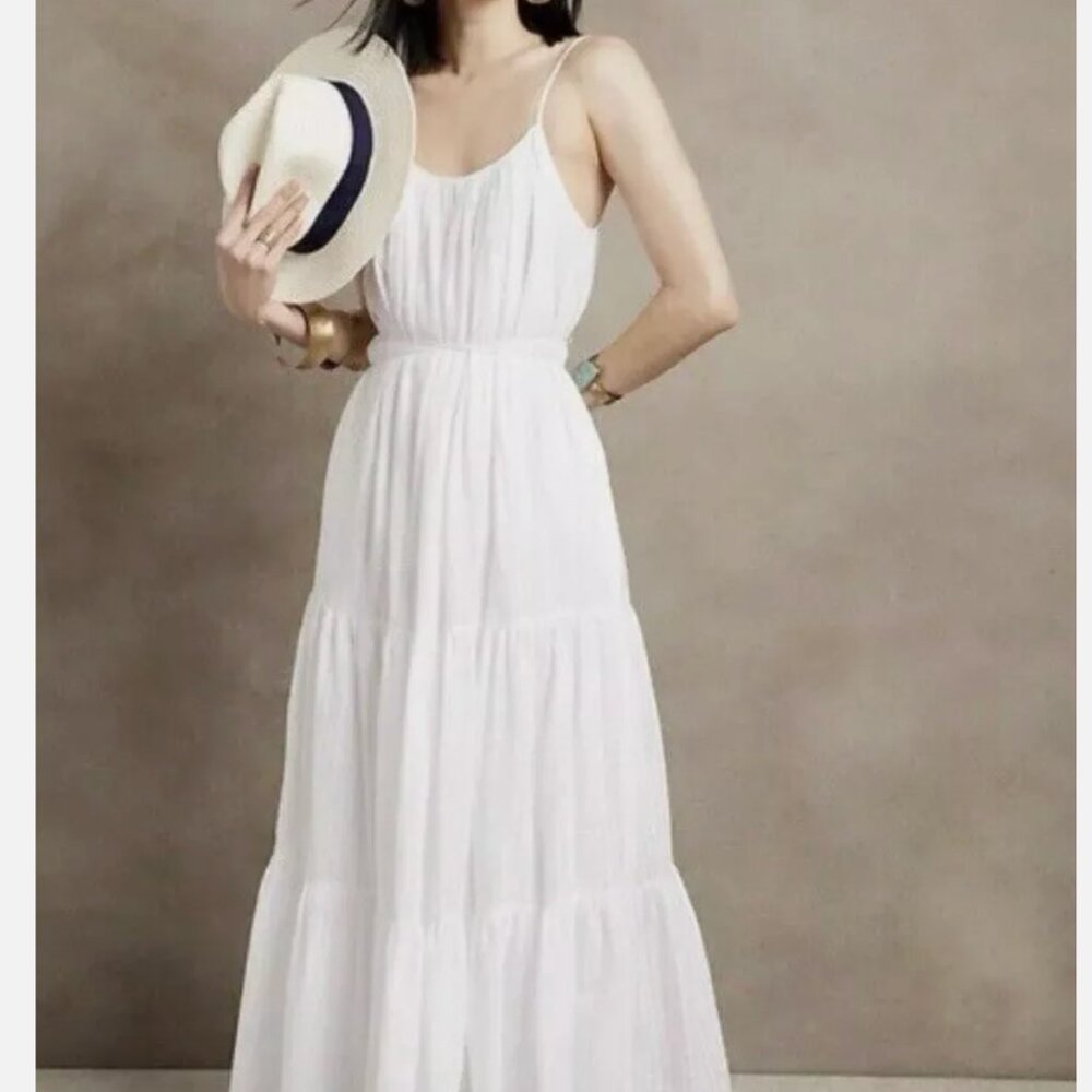 NWT Banana Republic White Cotton Maxi Dress Size M